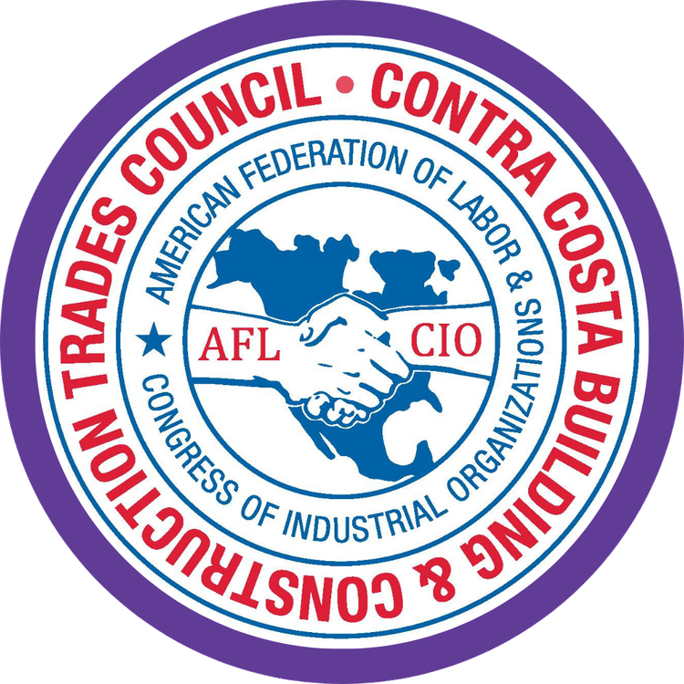 Contra Costa Building & Construction Trades Council AFL-CIO seal in a purple circle