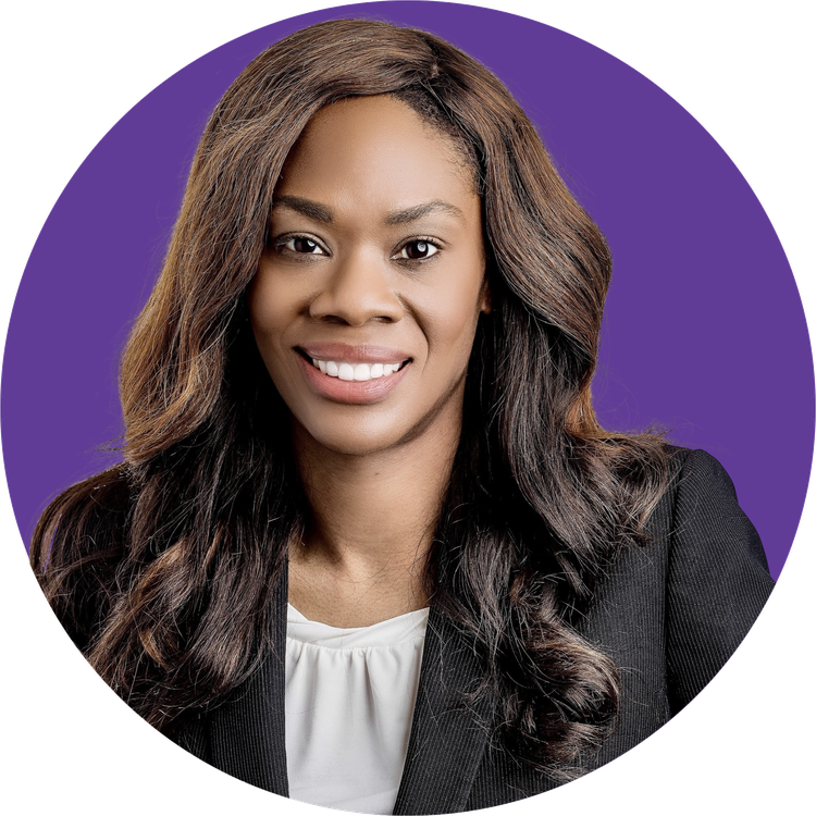 Supervisor Shanelle Scales-Preston in a purple circle badge