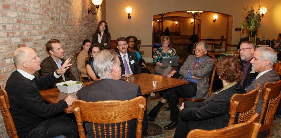 Rebecca at a working dinner with state education colleagues in Sacramento